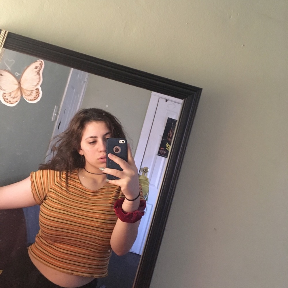 Orange striped crop top